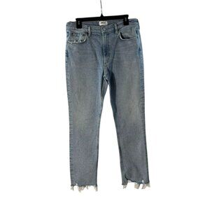 Agolde Merrel Womens Light Wash Distressed Frayed Hem High-Rise Jeans Size 30